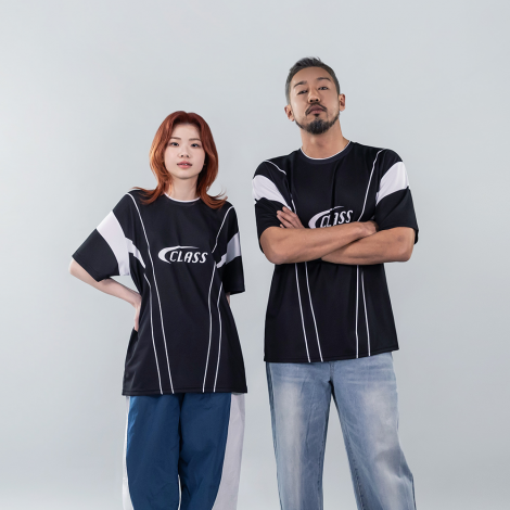 더블라인 블록코어 티셔츠