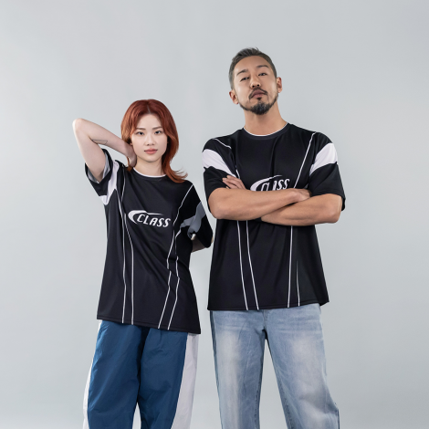 더블라인 블록코어 티셔츠