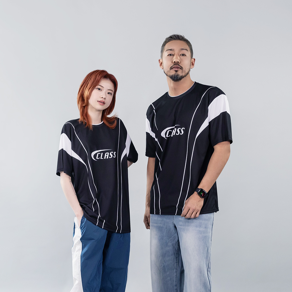 더블라인 블록코어 티셔츠