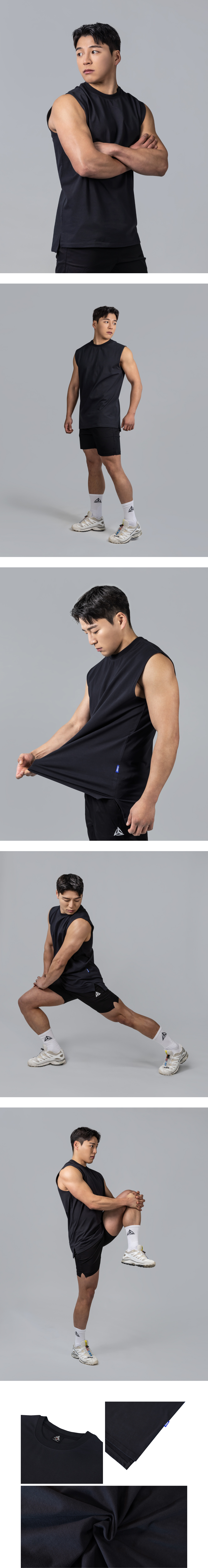 오버홀딩 민소매 티셔츠